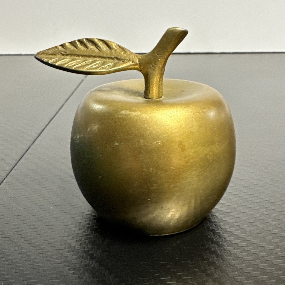 Vintage 80's Solid Brass Apple Themed Service Desk Counter Hotel Business Bell